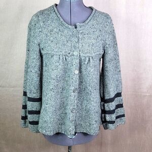 ANGIE Women's Black and Gray Wool Sweater‎ Jacket Large